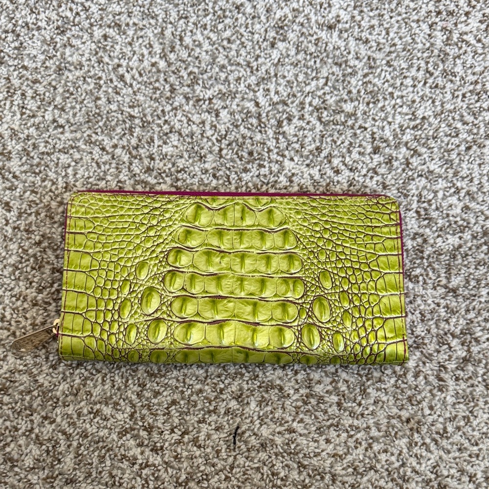Brahmin Chartreuse Crocodile Embossed Wallet